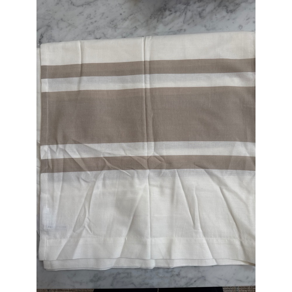 Pottery Barn Modern Farmhouse Striped Shower Curtain White Tan 72x72 Bathroom